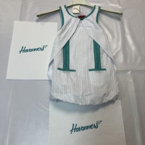 VESTIDO BLANCO TOQUES VERDES