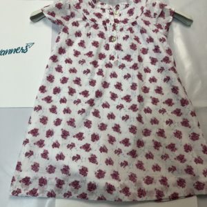 VESTIDO BLANCO FLORES MORADAS