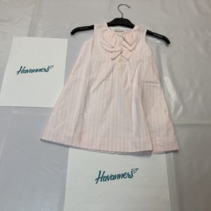 VESTIDO ROSA RAYAS BLANCAS