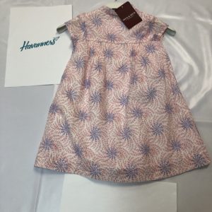 VESTIDO ROSADO FLORES AZULES