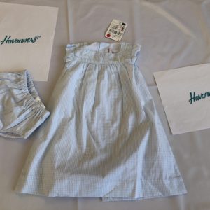 VESTIDO AZUL Y BLANCO CUADROS PEQUEÑOS