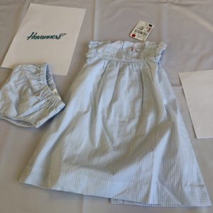 VESTIDO AZUL Y BLANCO CUADROS PEQUEÑOS