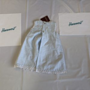 VESTIDO AZUL RAYAS BLANCAS BORDADO BLANCO